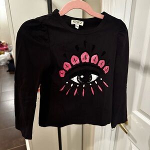 Kenzo Black and Pink Long Sleeve Eye Graphic Tee for girls - size: 6 years